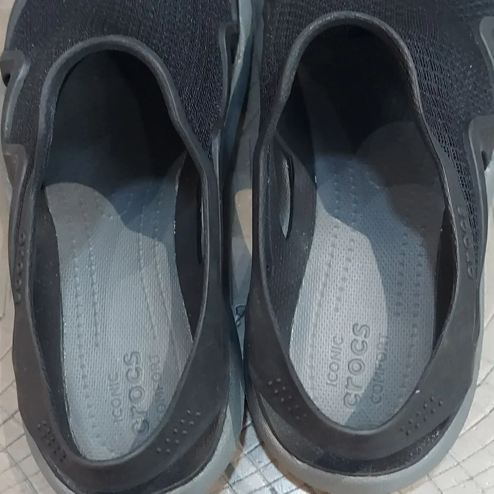Crocs Swiftwater Sz 8 Mesh Wave Sandal Slate Gray Black Men’s Water Shoes